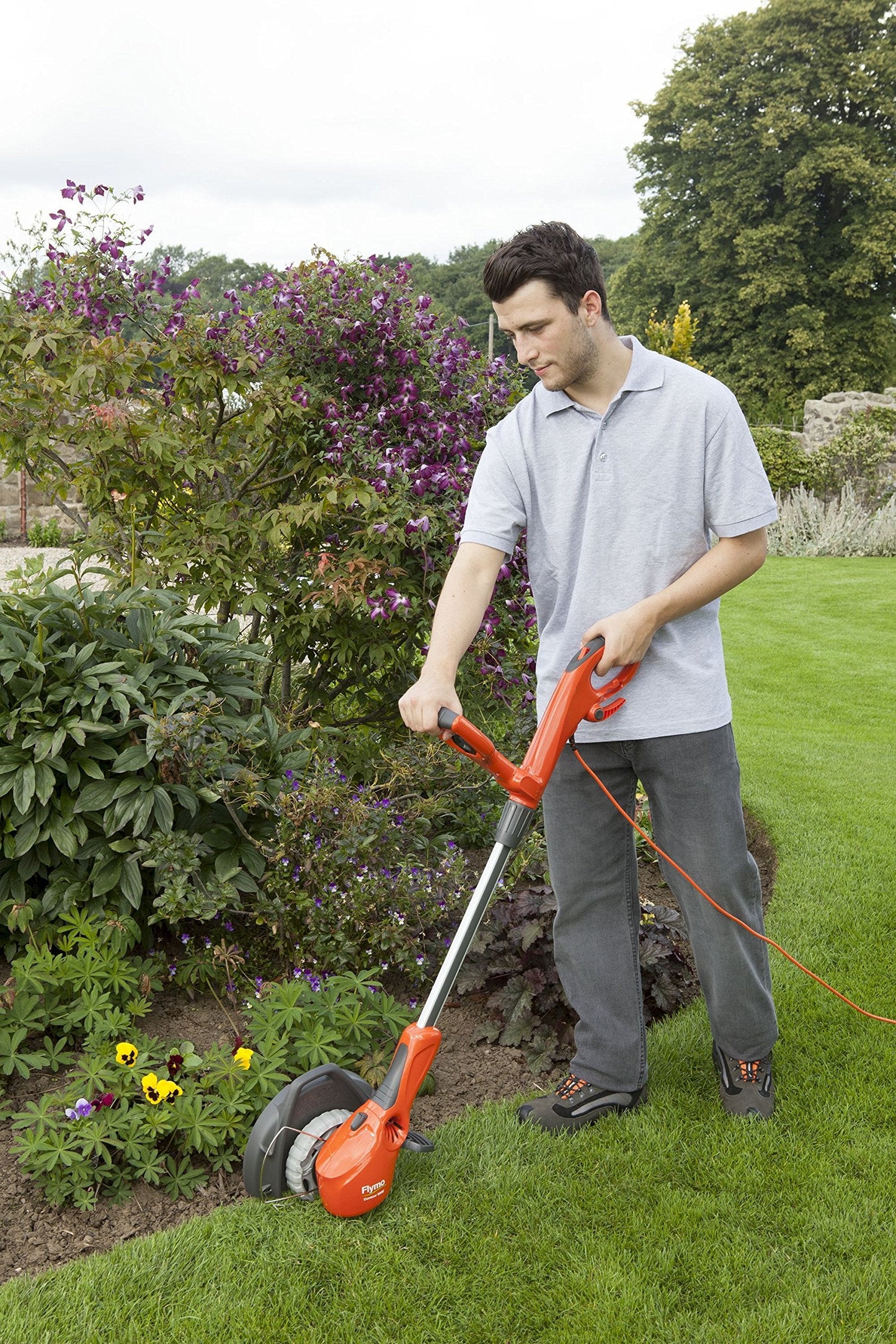 Flymo Contour 500E Electric Grass Trimmer and Edger, 500 W, Cutting Width 25 cm, Orange
