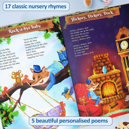 Book of Personalised Nursery Rhymes and Modern Poems for Baby and Child - Birthday, Baptism Gift