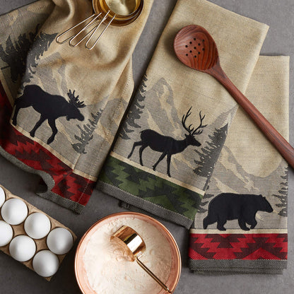 DII Woodlands Collection Dishtowel Set, 18x28, in The Woods, 3 Piece