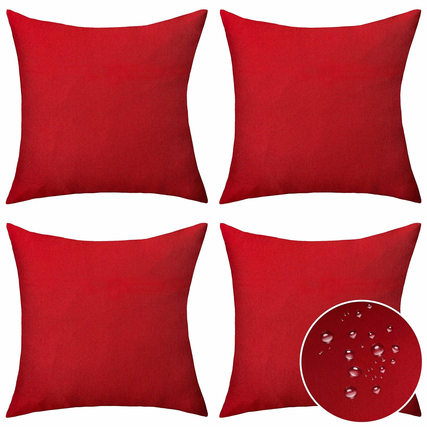 Home Brilliant Red Pillow Covers 18x18 Outdoor Pillows for Patio Waterproof Throw Pillow Cover for Couch Chair Tent Wedding Party Outdoor Christmas Decorations, 18x18 inches(45cm), Red