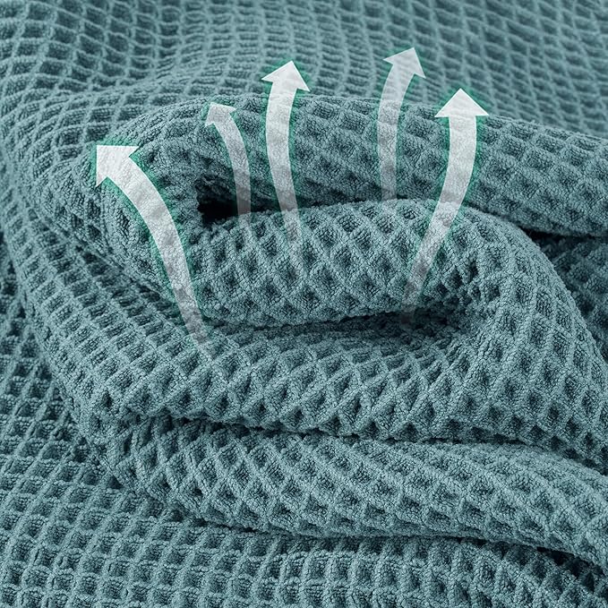 Microfiber Waffle Hand Towels, 4 Pieces, Fast Drying, Lint Free 430 GSM