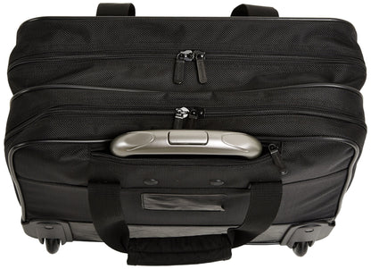Amazon Basics Laptop bag with quick-rolling wheels and easy-access front pocket - fits Laptops up to 15.6 inch (39.6 cm), Black