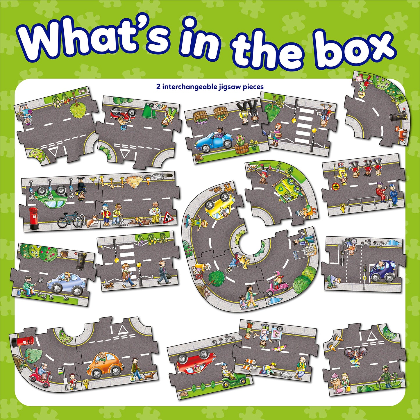 Orchard Toys Giant Road Floor Puzzle - Large Interchangeable Car Track Jigsaw Puzzles for 3 Year Olds - Alternative Road Mat for Toy Cars - Educational Kids Jigsaw for Toddlers - Age 3+