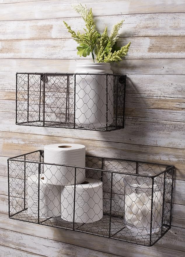 DII Chicken Wire Collection Farmhouse Vintage Wall Baskets, Small Basket