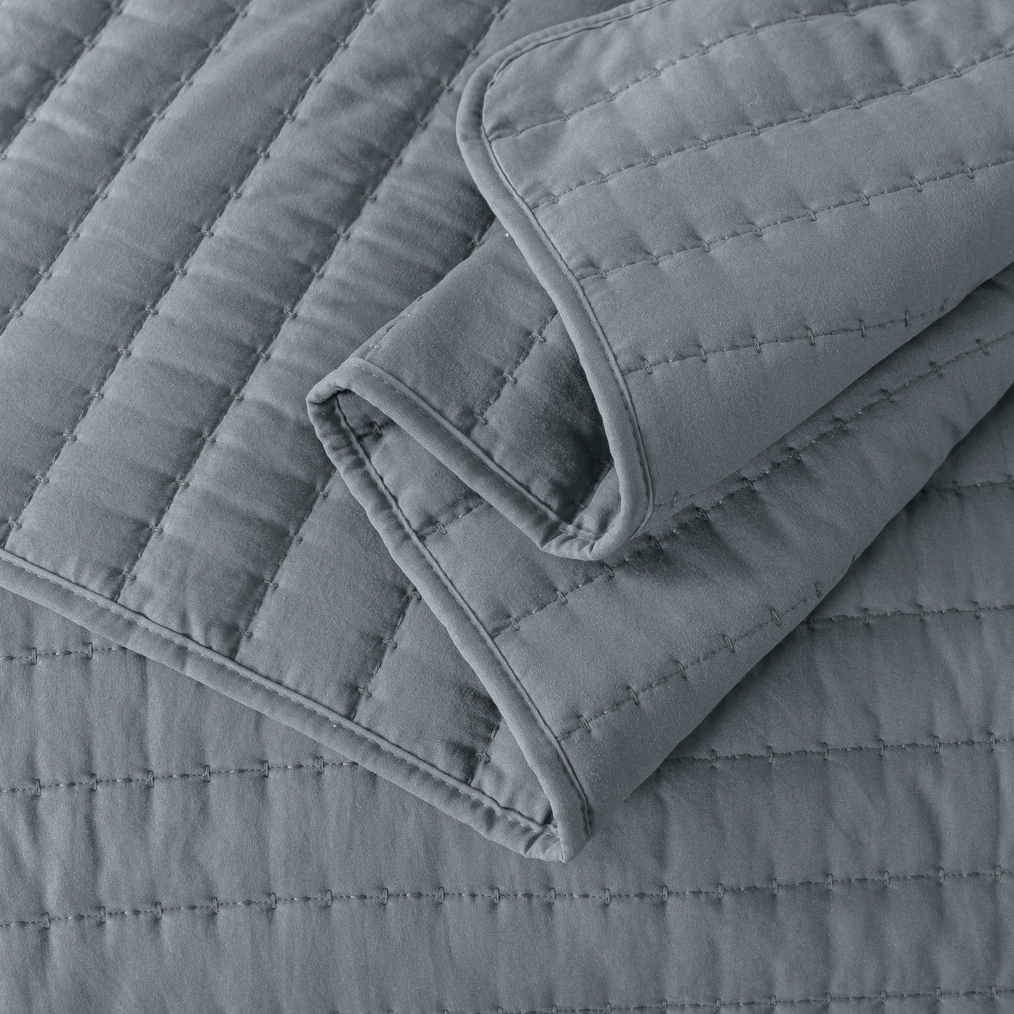 ROARINGWILD Blue King Size Quilt Bedding Sets with 2 Pillow Shams, Lightweight Soft Bedspread Coverlet, Quilted Blanket Thin Comforter Bed Cover for All Season, 3 Pieces, 104x90 inches
