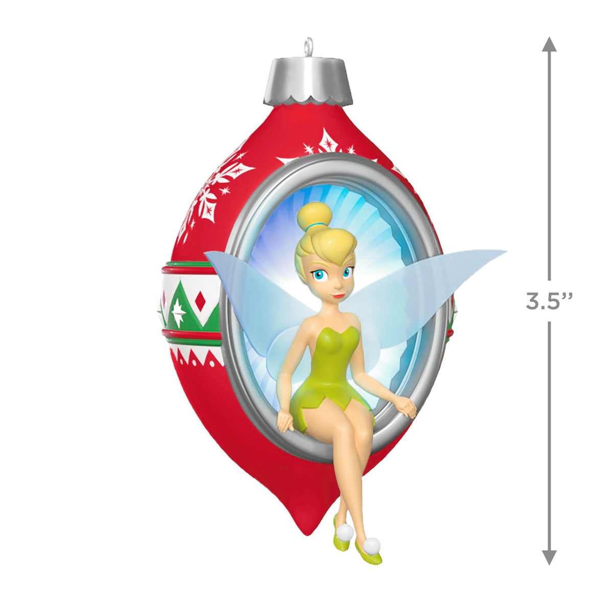 Hallmark Keepsake Disney Christmas Ornament, Tinker Bell Trimming the Tree with Tink with Light, Gifts for Disney Fans