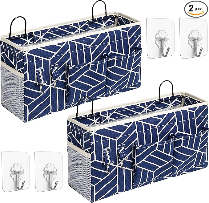 2pcs Large Wall Hanging Storage Bag, Door Closet Linen Fabric Pockets Organizer