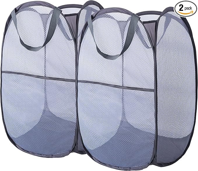 Foldable Mesh Popup Laundry Hamper, Laundry Basket Easy to Open and Fold