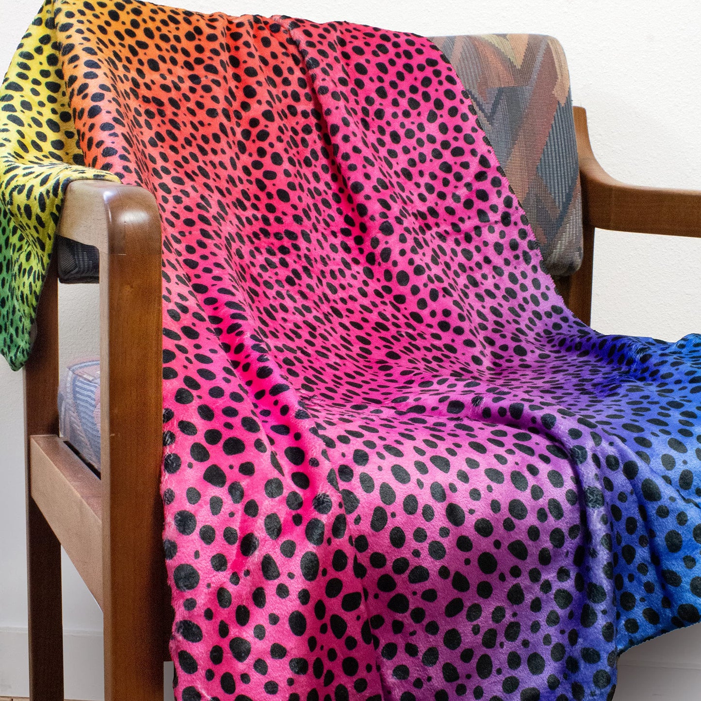 Everything Comfy Cheetah Print Decorative Throw Blanket, 42x60 Inch, Rainbow Gradient