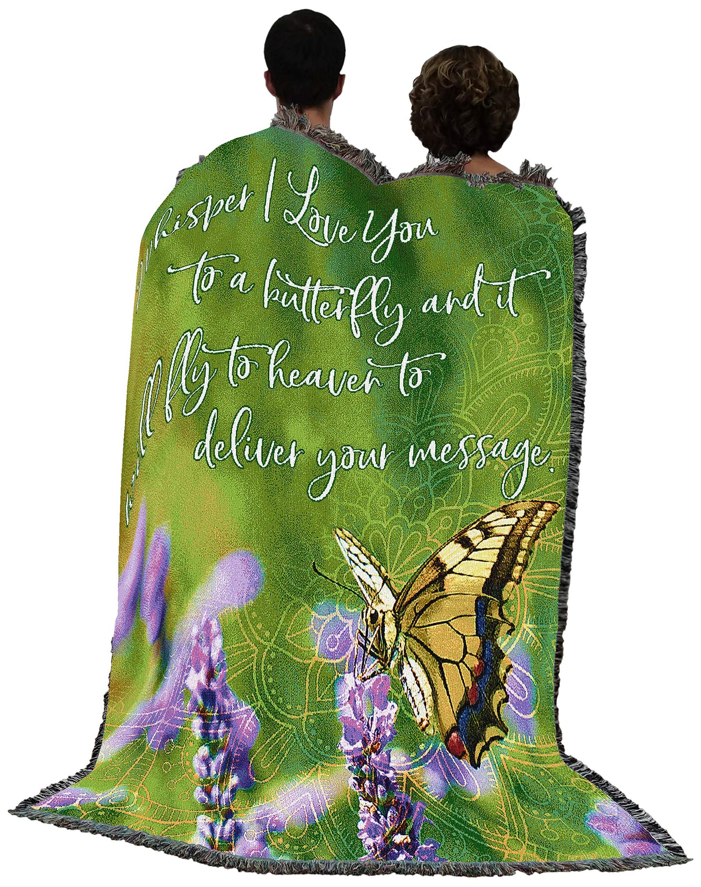 Pure Country Weavers Whisper I Love You to A Butterfly Blanket - Sympathy Bereavement Gift Tapestry Throw Woven from Cotton - Made in the USA (72x54)