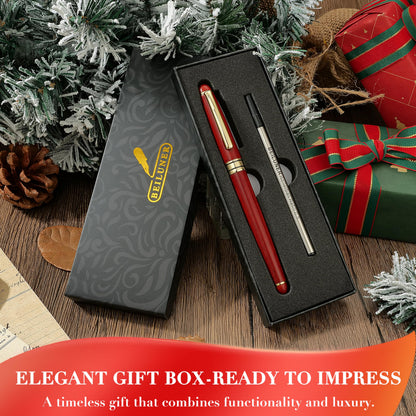 BEILUNER Luxury Wood Ballpoint Pen Writing Set,Rosewood-Elegant Fancy Nice Gift Pen Set for Signature Executive Business Office Fancy Nice Supplies - Christmas Gift Boxed with Extra Refills (Black)