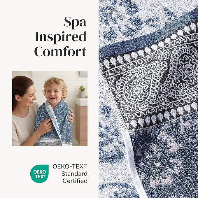 Modern Threads Ophelia 6-Piece 100% Cotton Towel Set – Reversible Yarn Dyed