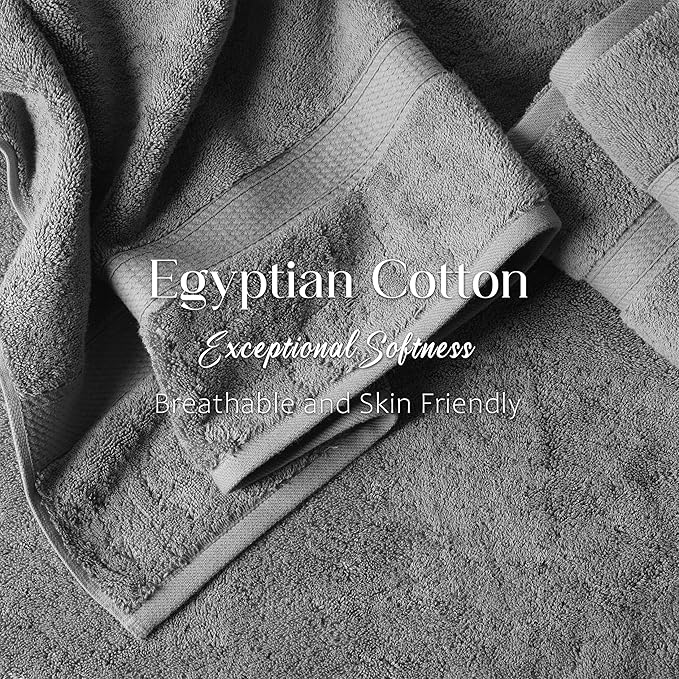 SUPERIOR Egyptian Cotton Pile Bath Towel Set of 2, Ultra Soft Luxury Towels