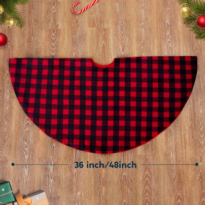 Joiedomi Christmas Tree Skirt 48Inch Buffalo Red and Black Plaid Decor for Xmas New Years Eve Holiday Party Indoor Decoration