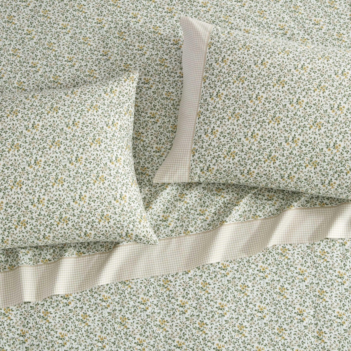 Laura Ashley – Twin Size Sheet Set, Crisp & Lightweight Cotton Percale Bedding with Fitted Sheet and Pillowcase, Floral Room Decor, Deep Pocket, College Dorm Room Essentials (Tierney Green)