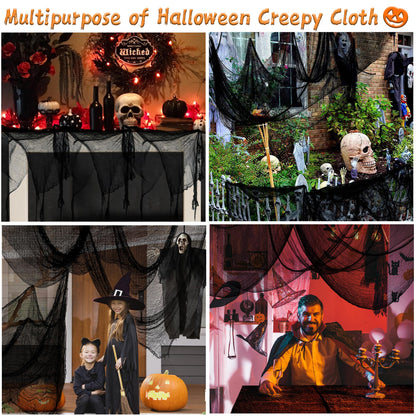 Xgunion Halloween Black Creepy Cloth 315X87 inch Spooky Halloween Cloth Decor