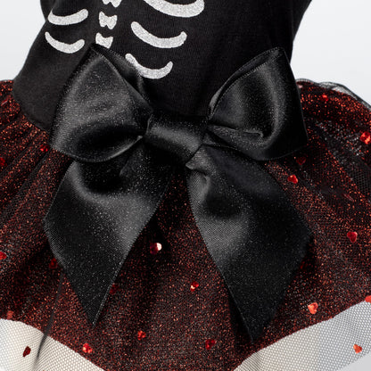Fitwarm Halloween Skeleton Dog Dress, Funny Dog Halloween Costumes, Doggy Clothes for Small Dogs Girl, Pet Apparel, Black, Red, White, Small
