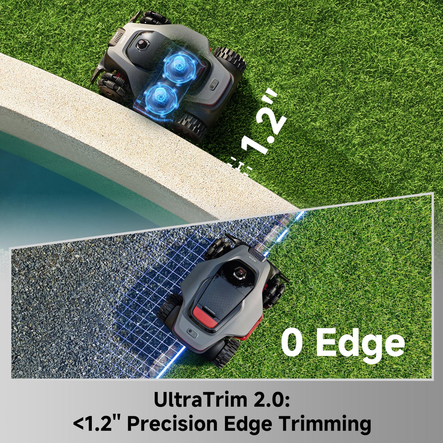 MOVA LiDAX Ultra 2000 AWD Robot Lawn Mower Wire Free RTK Free for up to 0.5 Acre*Dual Maps, 360° 3D LiDAR & AI Dual Vision Mapping, Robotic Mower with 4G, for 80% Slopes, Cutting Height 1.2”–3.9“
