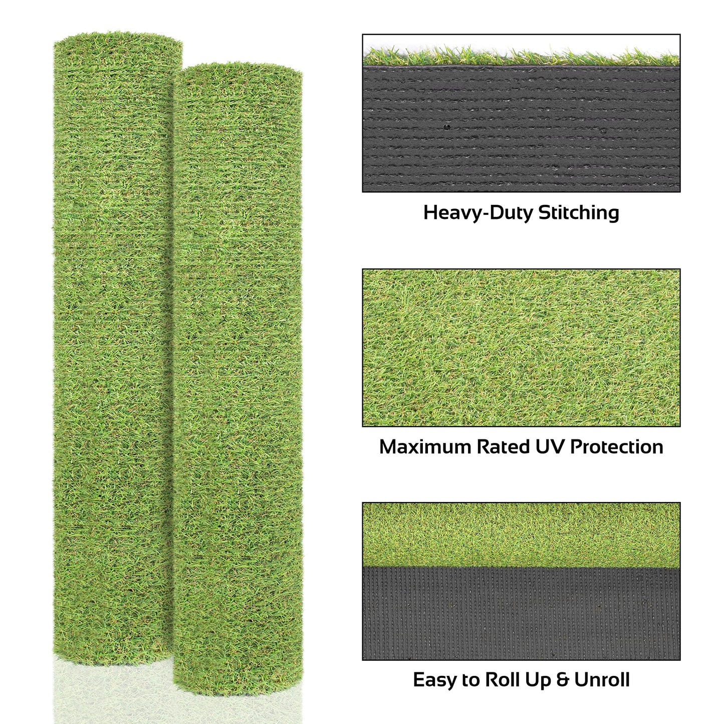 GardenKraft 4 m × 1 m Artificial Grass Roll – 15 mm High‑Density Two‑Tone Pile, UV‑Stabilised Fast‑Drain Fake Lawn, Pet & Child Friendly Astro Turf