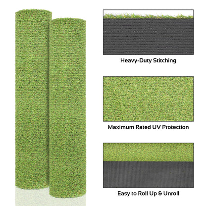 GardenKraft 4 m × 1 m Artificial Grass Roll – 15 mm High‑Density Two‑Tone Pile, UV‑Stabilised Fast‑Drain Fake Lawn, Pet & Child Friendly Astro Turf