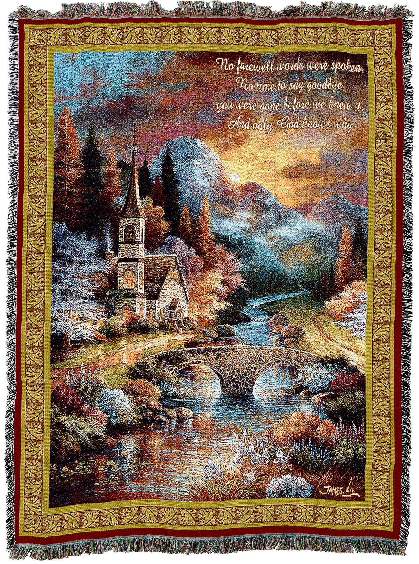 Pure Country Weavers Early Service Blanket by James Lee - No Farewell Words were Spoken - Sympathy Bereavement Gift Tapestry Throw Woven from Cotton - Made in the USA (72x54)